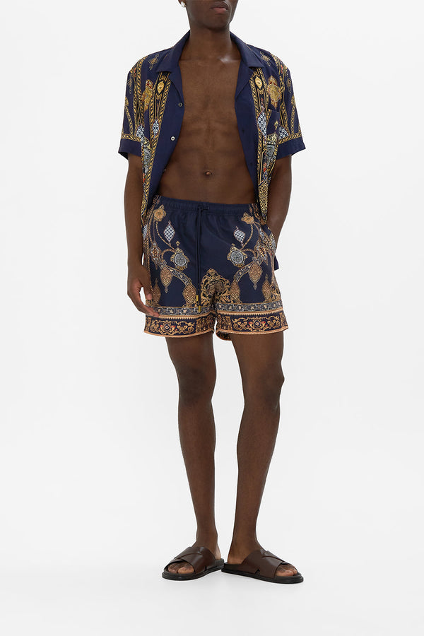 Mid Length Boardshort With Elastic Waist - The Imperial Gate