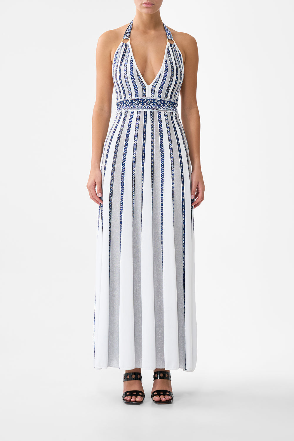 Halter Neck Knit Dress With Silk Tie - A Tiled Wonderland