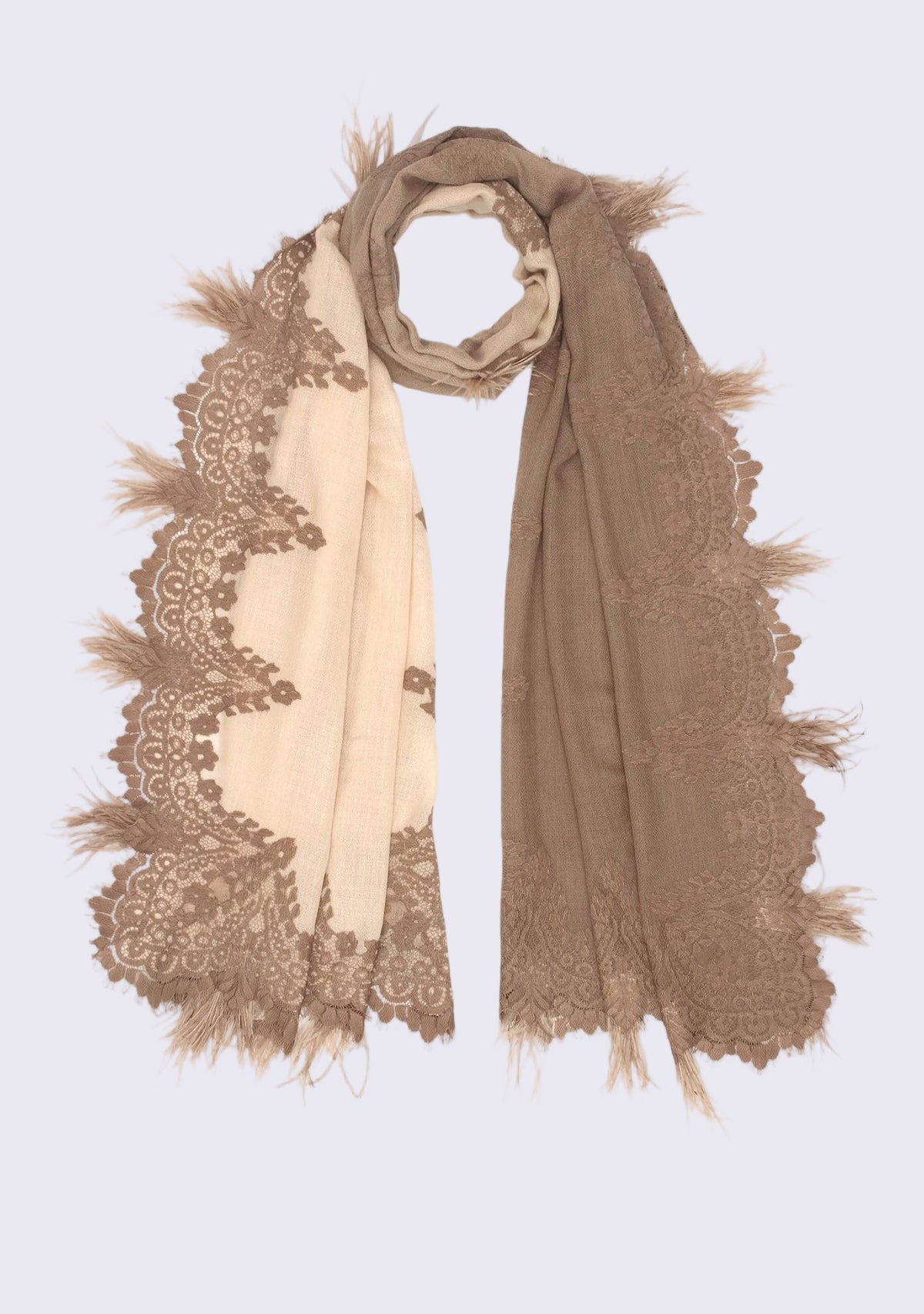 100% Cashmere Ostriche Feather Shawl