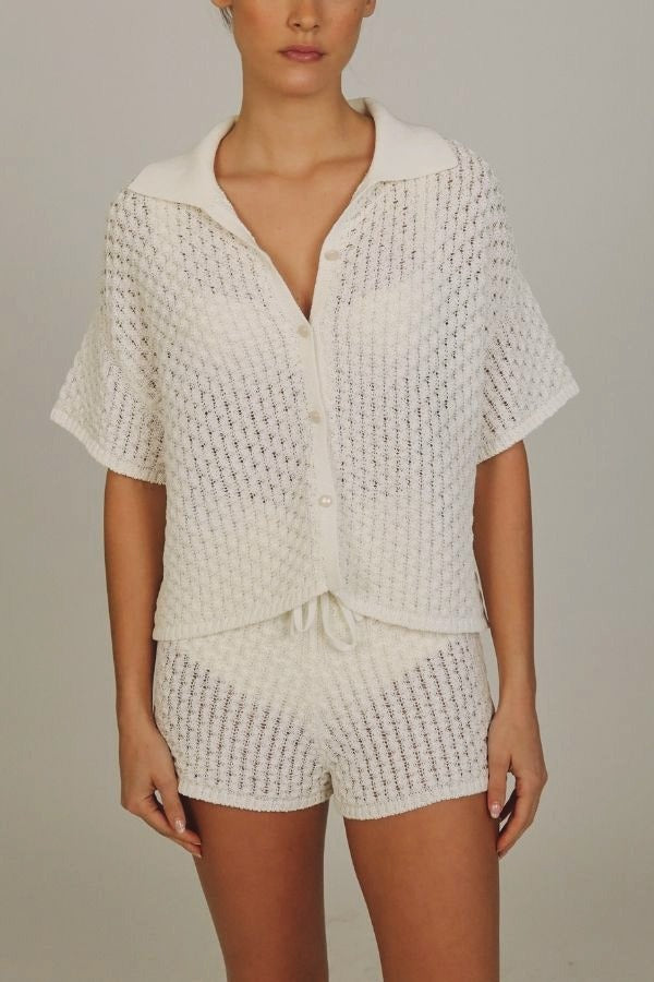 Organic White Button Down Top
