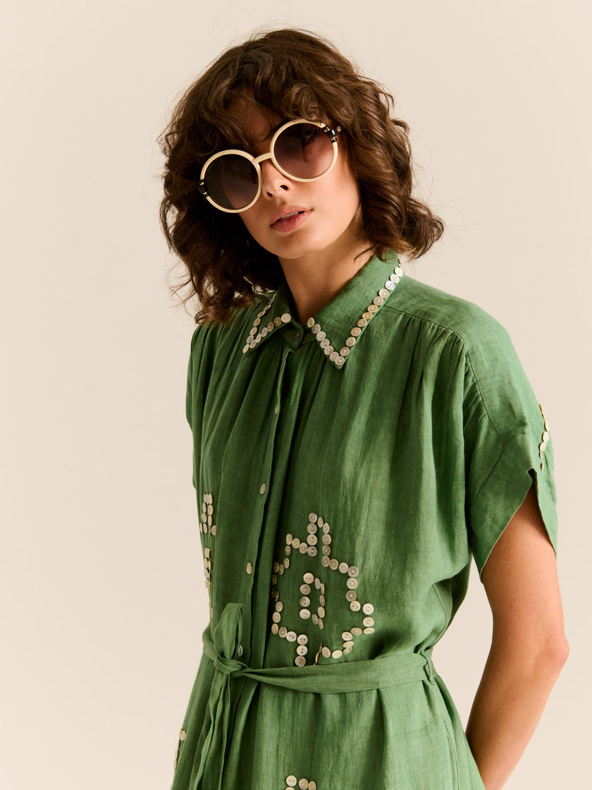Green Cotton Midi Dress