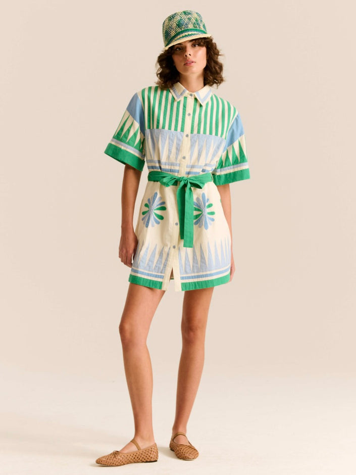 Belted Cotton Poplin Shirt Dress