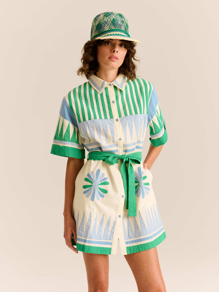 Belted Cotton Poplin Shirt Dress