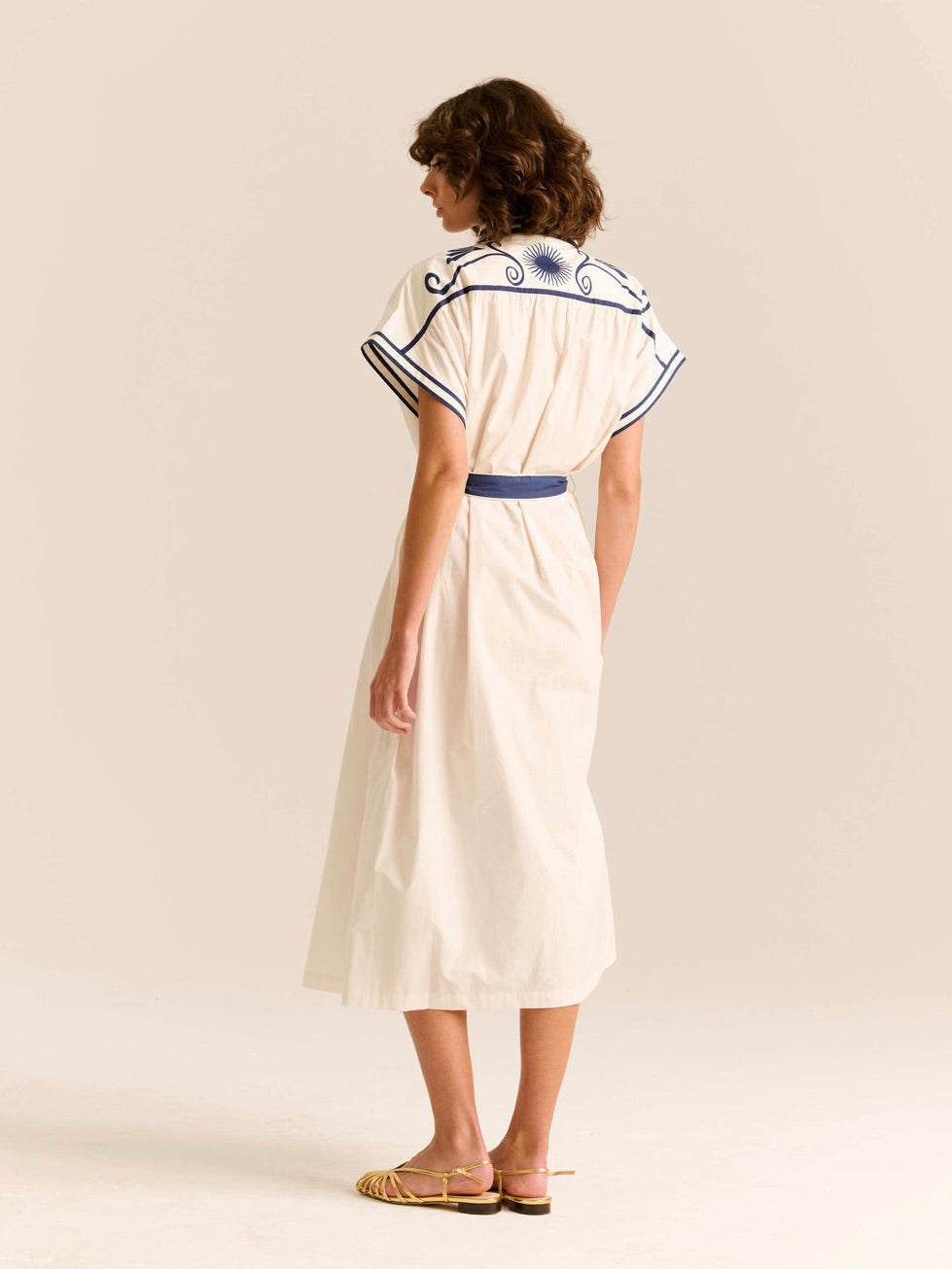 Valerie Dress With Navy Embroidery