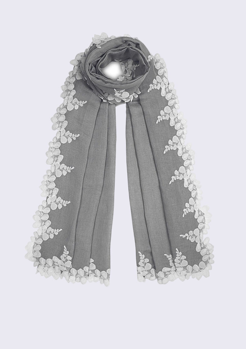 Linen & Modal Scalloped Shawl