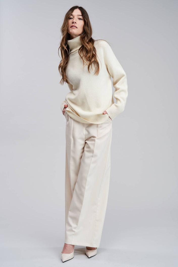 Merino Wool Relaxed Turtleneck Top