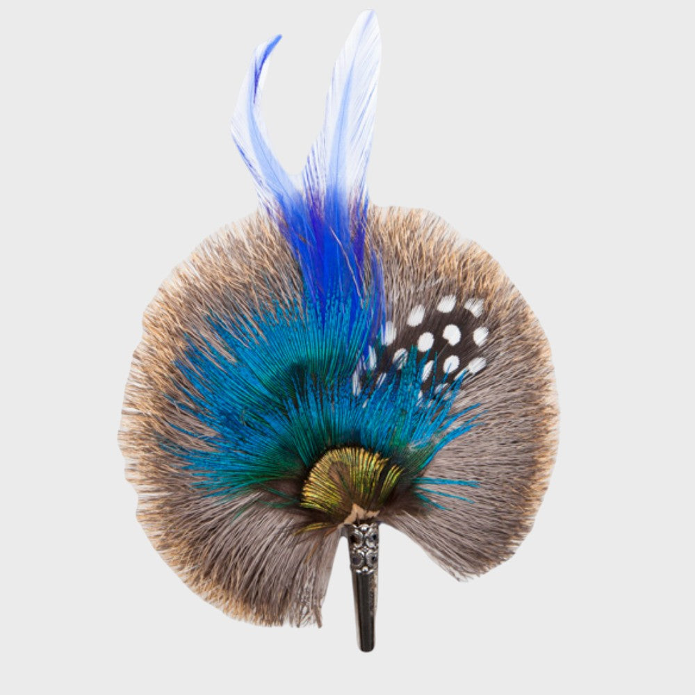 Handmade Round Feather Brooch