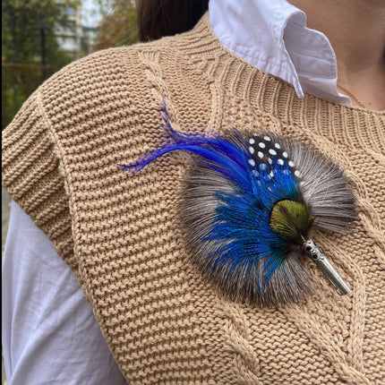 Handmade Round Feather Brooch