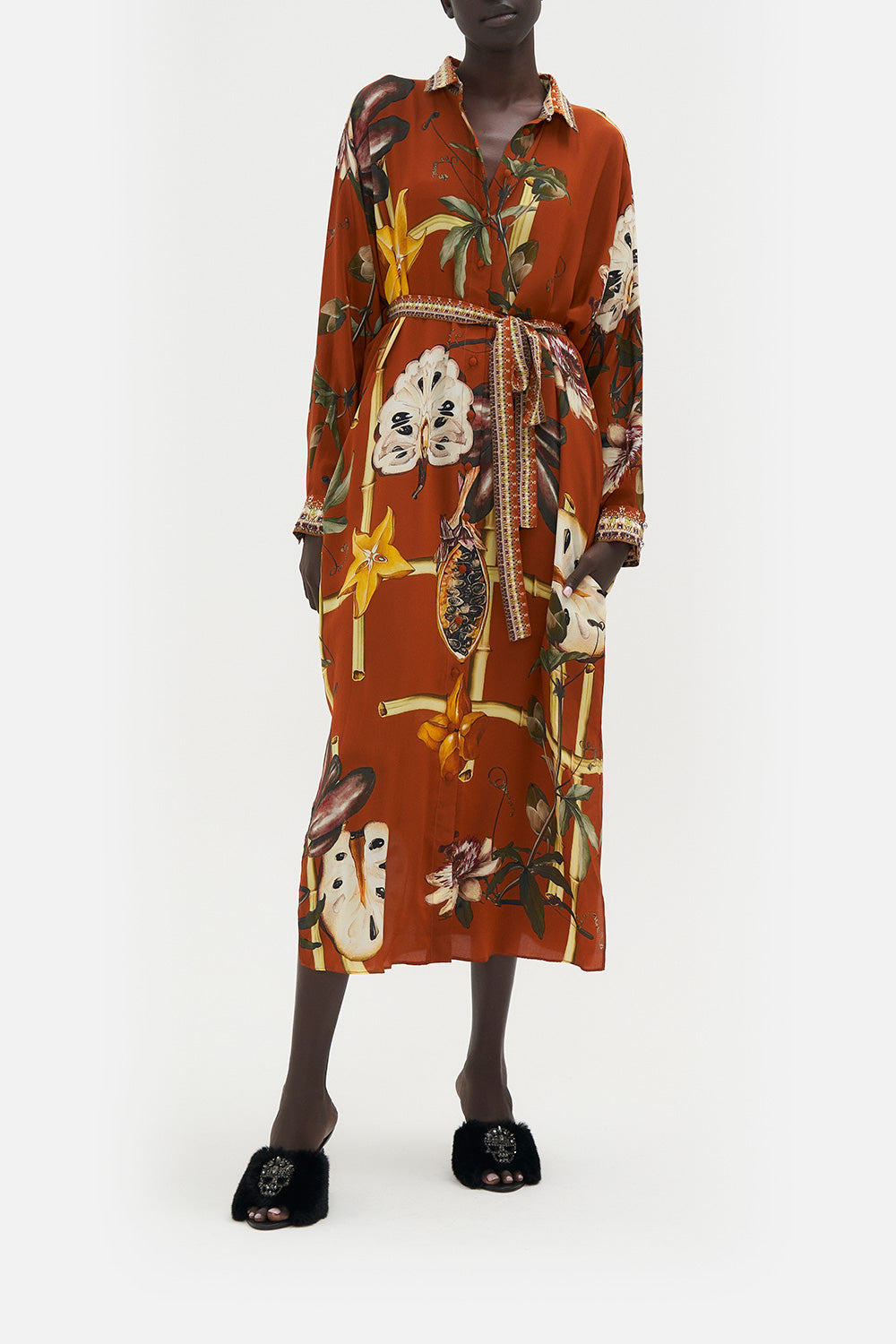Collared Button Through Kaftan - Garden Of Eve