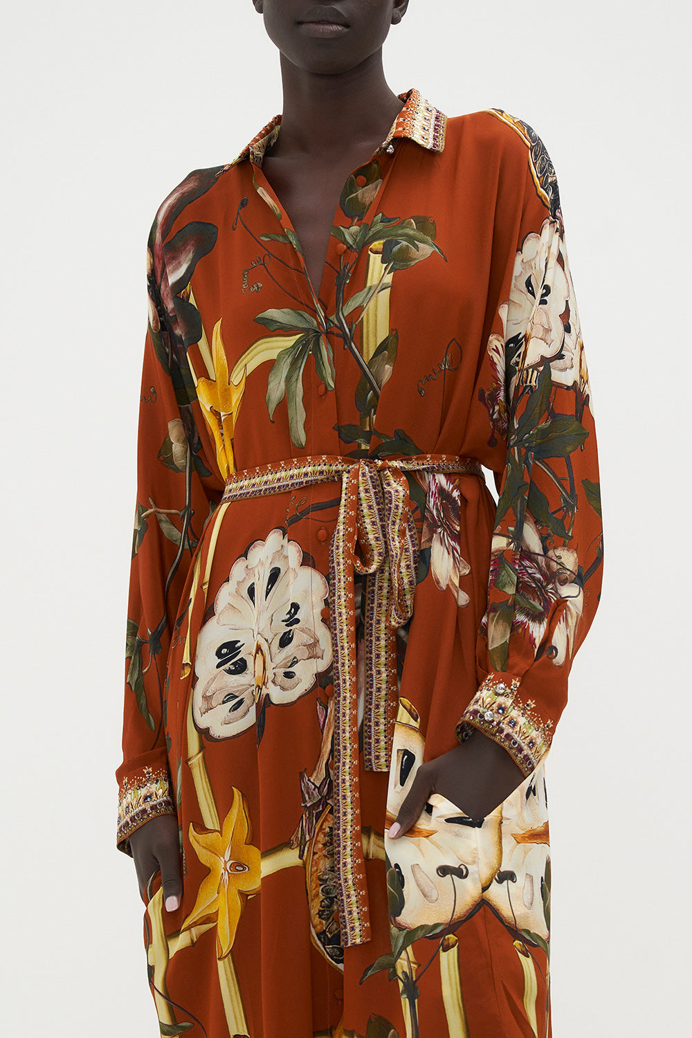 Collared Button Through Kaftan - Garden Of Eve