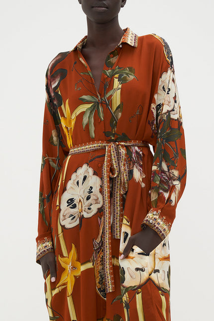 Collared Button Through Kaftan - Garden Of Eve