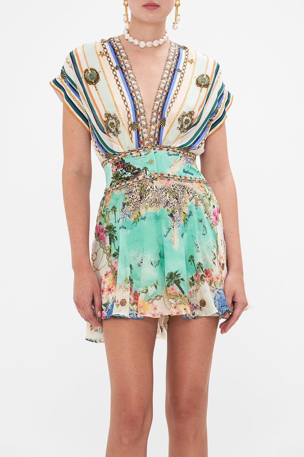 Button Waist Playsuit - Amalfi Lullaby