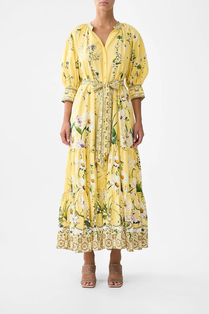 Tiered Shirt Dress With Short Sleeve