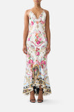 V Neck Slip Dress With Flounce Hem