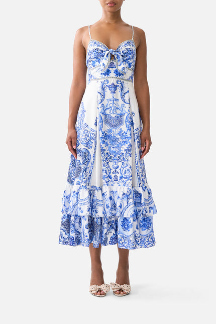 Ruffle Hem Tie From Midi Dress