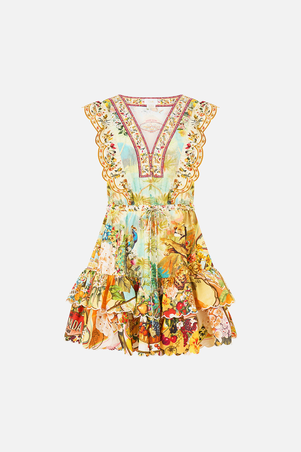 Frill Sleeve Tiered Short Dress - Va Va Vintage