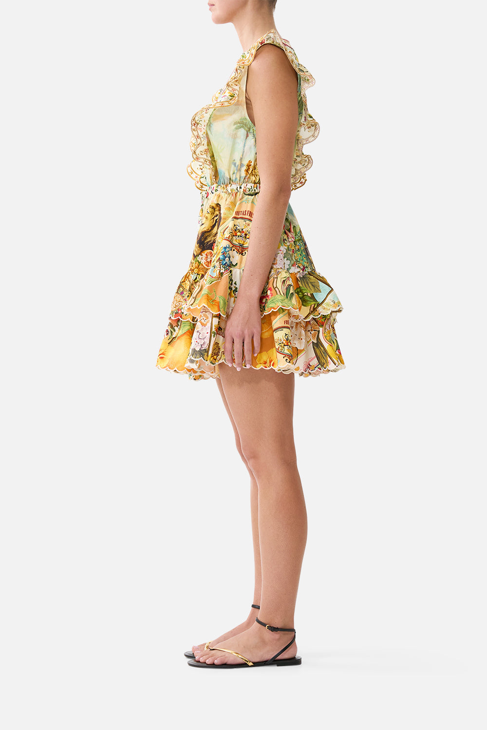 Frill Sleeve Tiered Short Dress - Va Va Vintage
