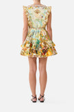 Frill Sleeve Tiered Short Dress - Va Va Vintage