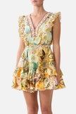 Frill Sleeve Tiered Short Dress - Va Va Vintage