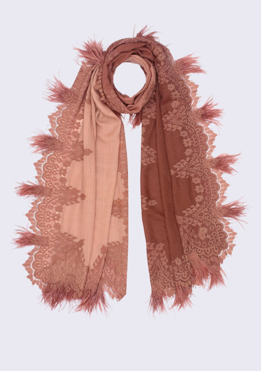 100% Cashmere Ostriche Feather Shawl