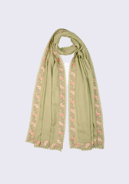 Floral Embroidered Wool & Silk Shawl