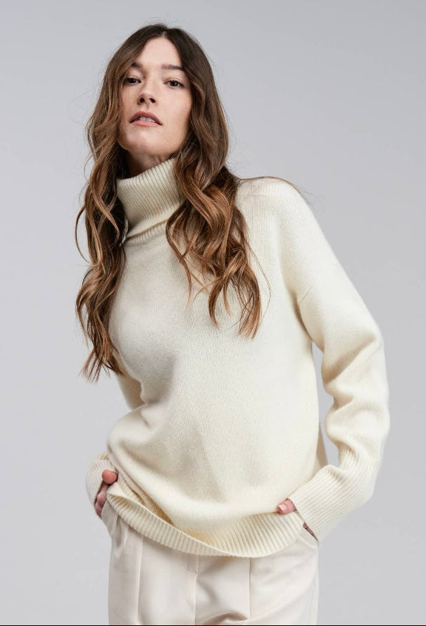 Merino Wool Relaxed Turtleneck Top