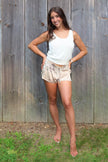 Silk Tie Front Mini Shorts