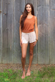 Silk Tie Front Mini Shorts