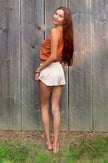 Silk Tie Front Mini Shorts