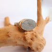 14k Scrimshaw Meteorite Oval Ring - Size 7.5