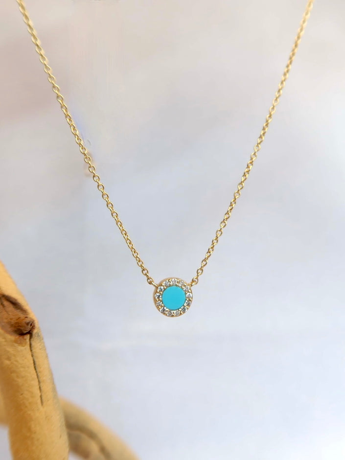 14k Turquoise & Diamond Necklace