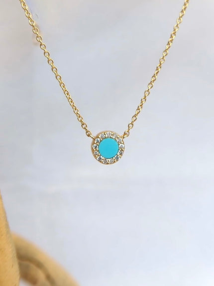 14k Turquoise & Diamond Necklace