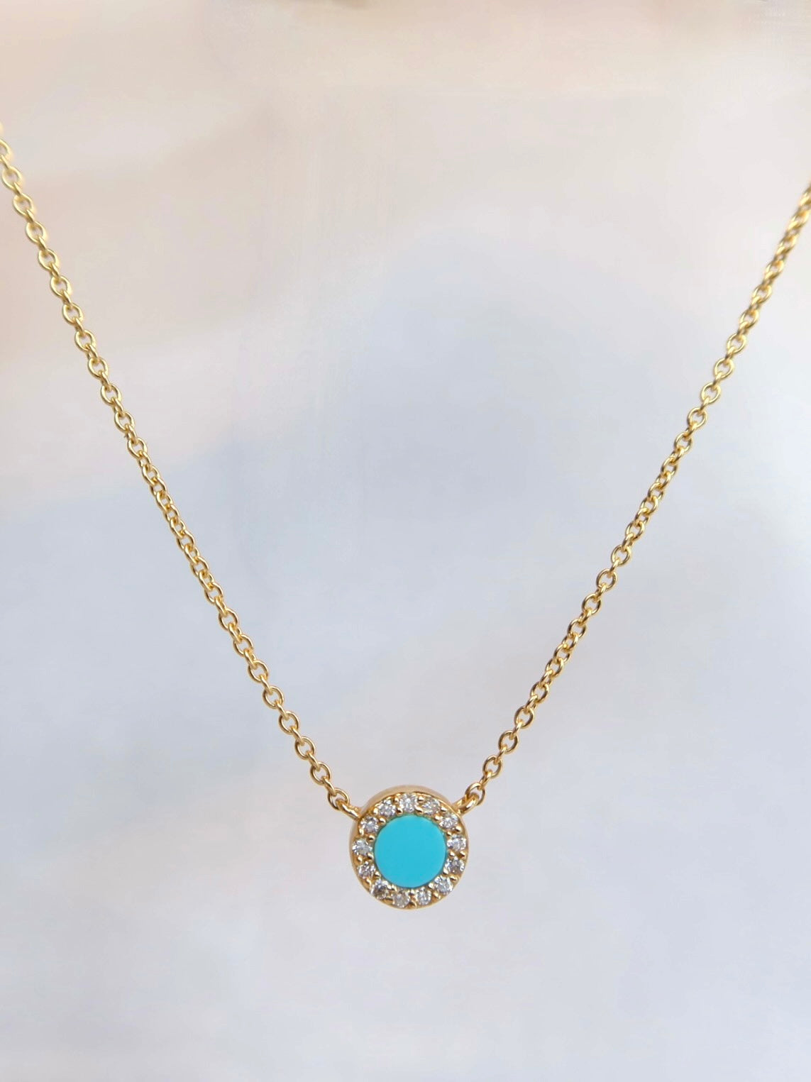 14k Turquoise & Diamond Necklace