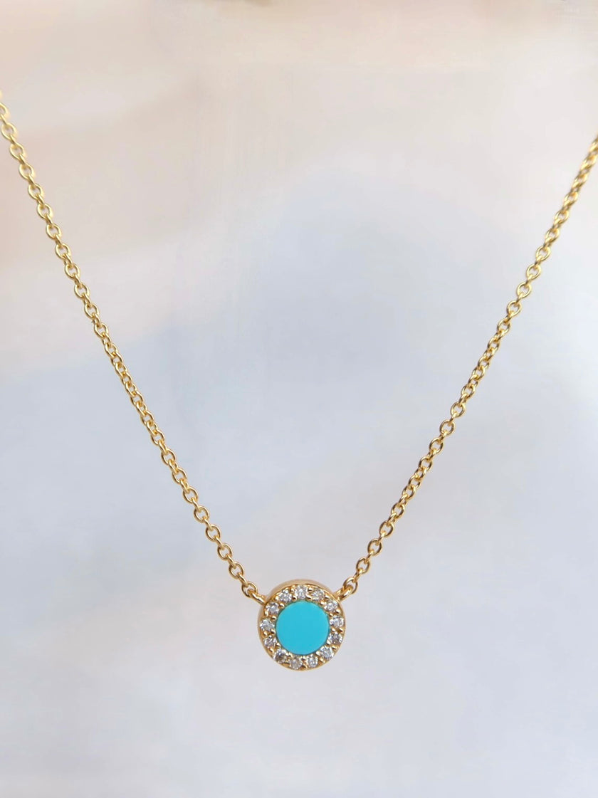 14k Turquoise & Diamond Necklace