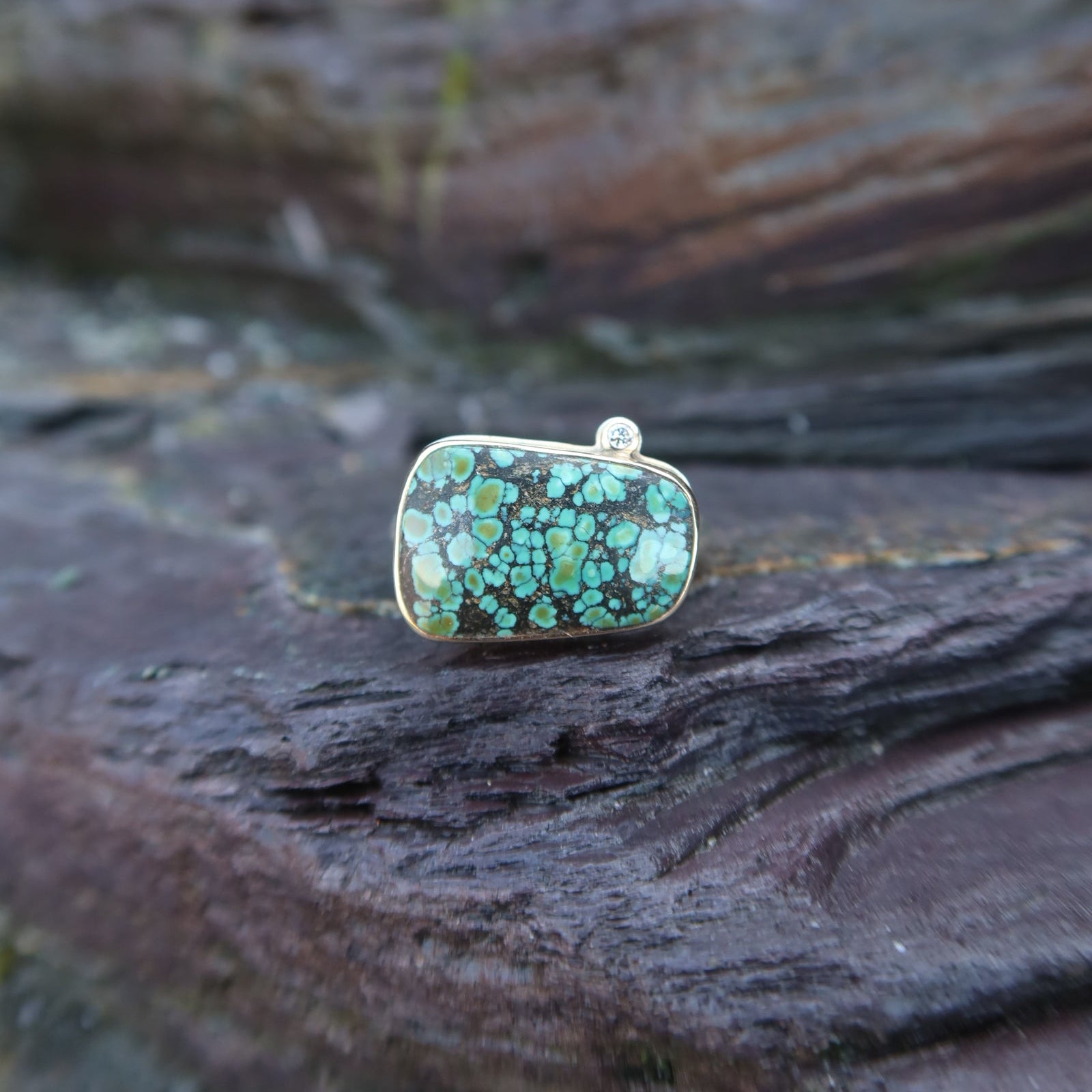 14k Hubei Turquoise with Diamond - 7