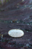 14k Oval Snakeskin Agate Ring - Size 7