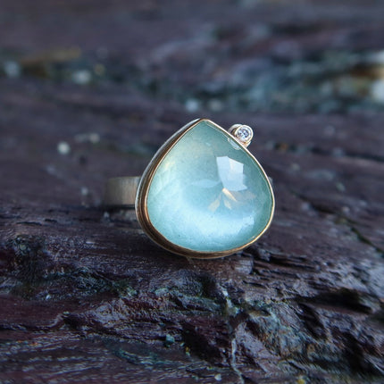 14 Lotus Aquamarine With Diamond - 7
