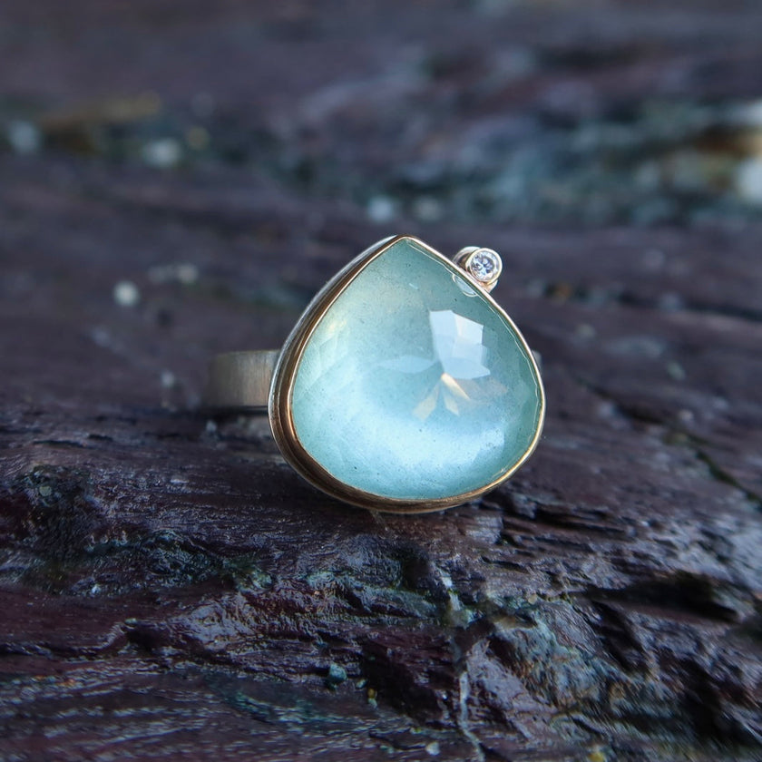 14 Lotus Aquamarine With Diamond - 7