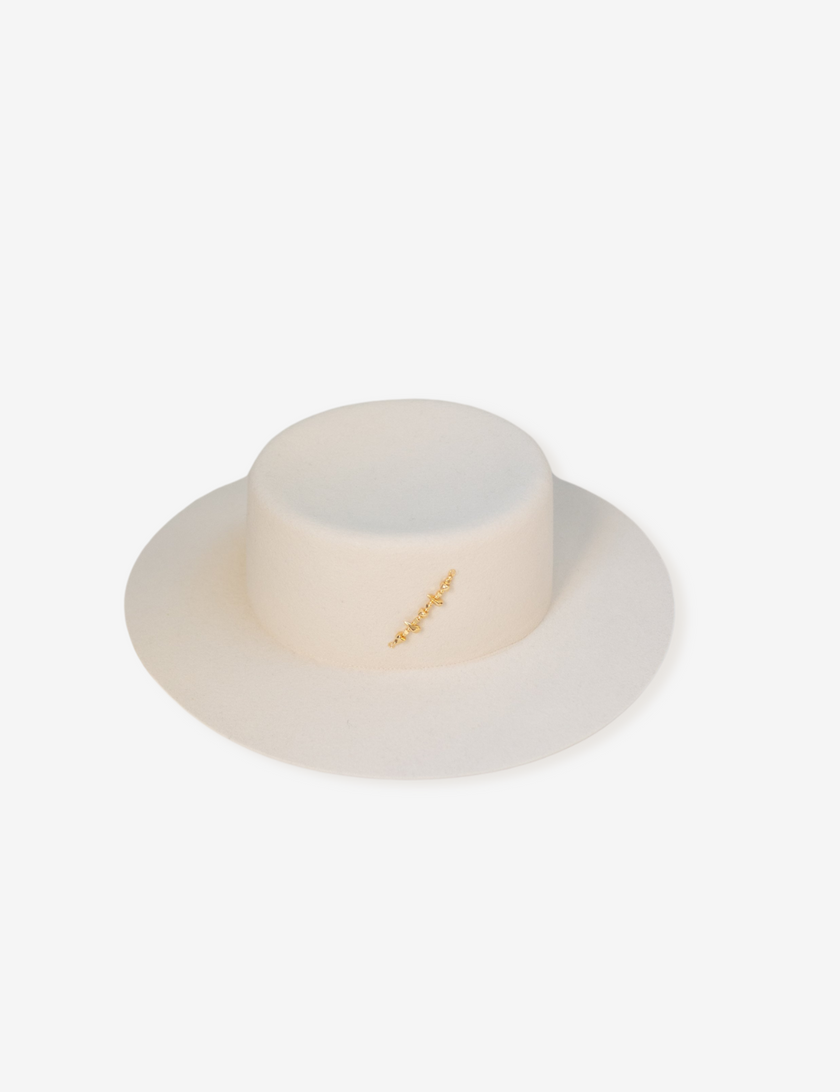 100% Wool Gold Beads Embroidered Hat