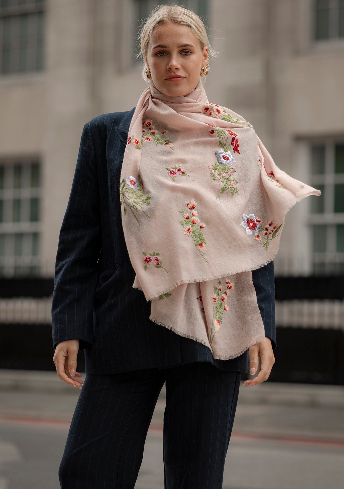 Floral Embroidered Cashmere Shawl