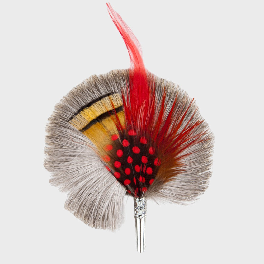 Handmade Round Feather Brooch