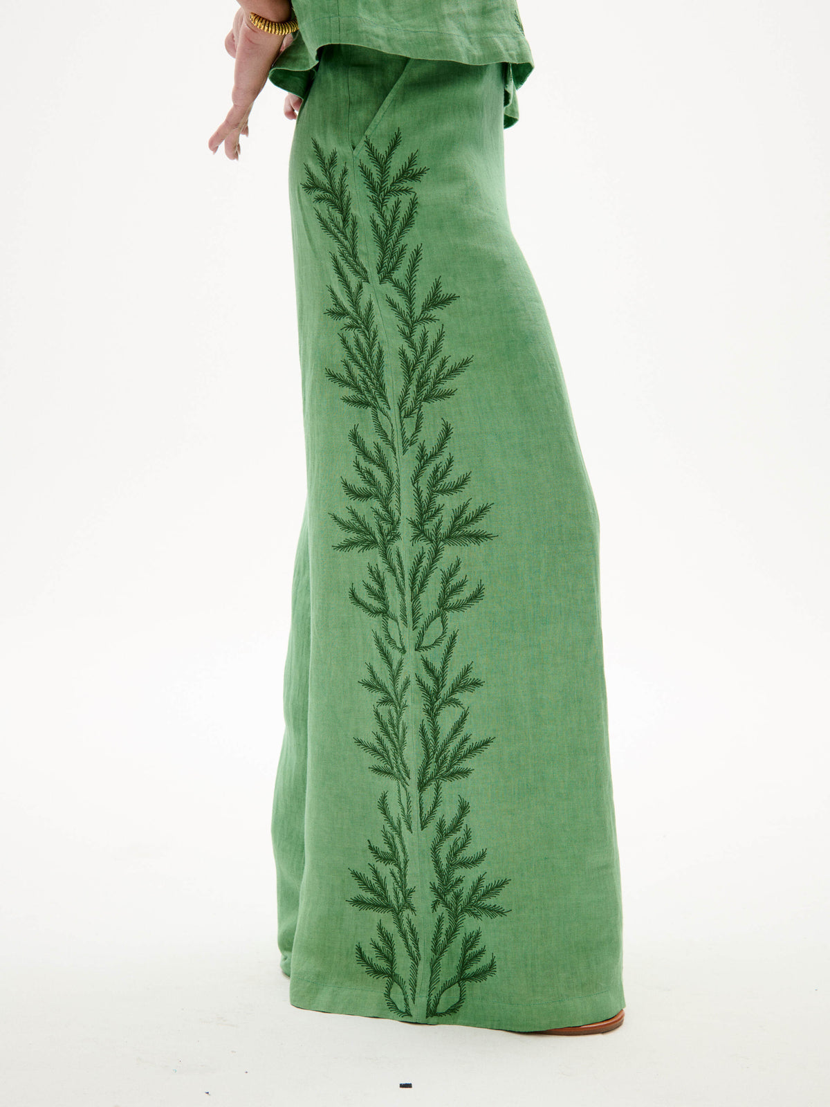 Green Goddess Linen Palazzo Pant