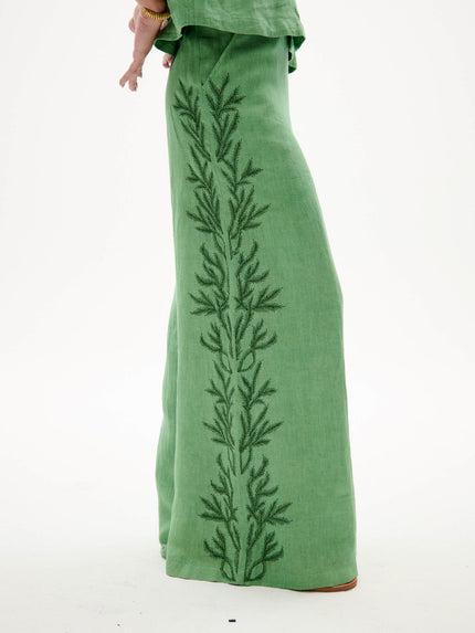 Green Goddess Linen Palazzo Pant