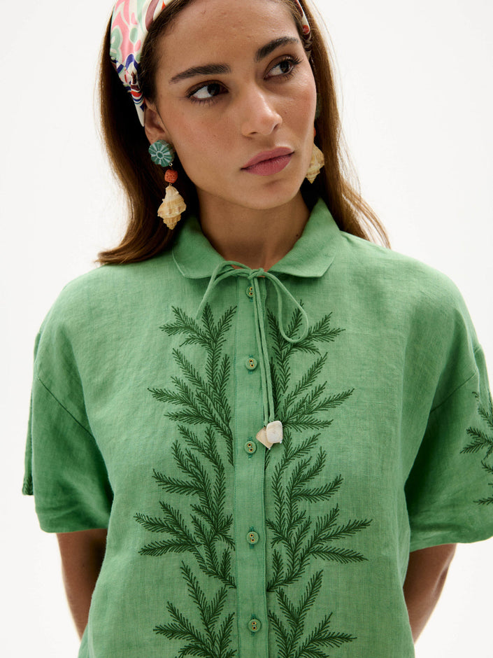 Green Goddess Linen Shirt