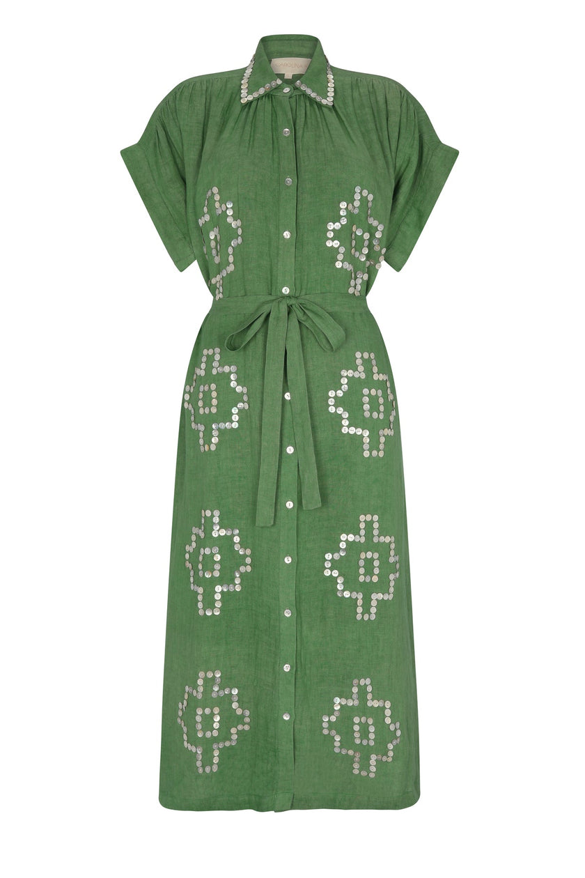 Green Cotton Midi Dress