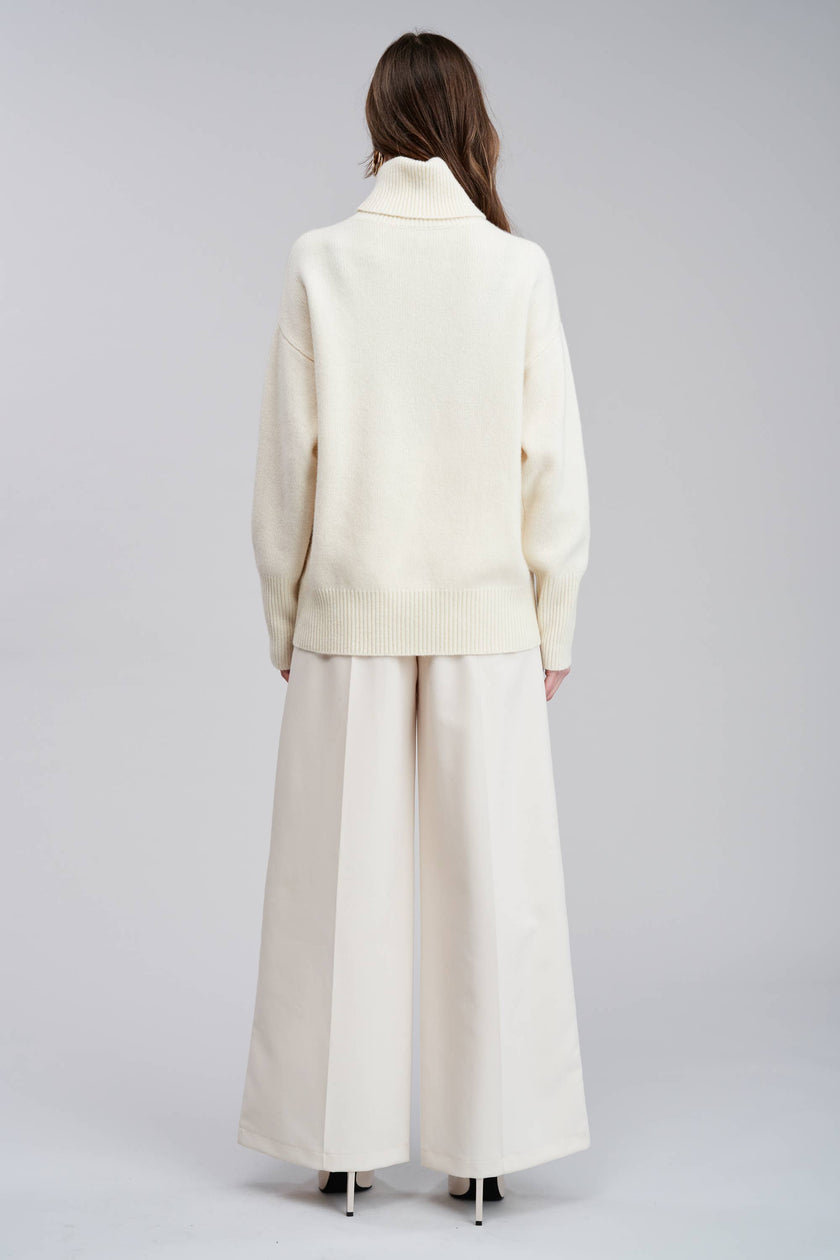 Merino Wool Relaxed Turtleneck Top