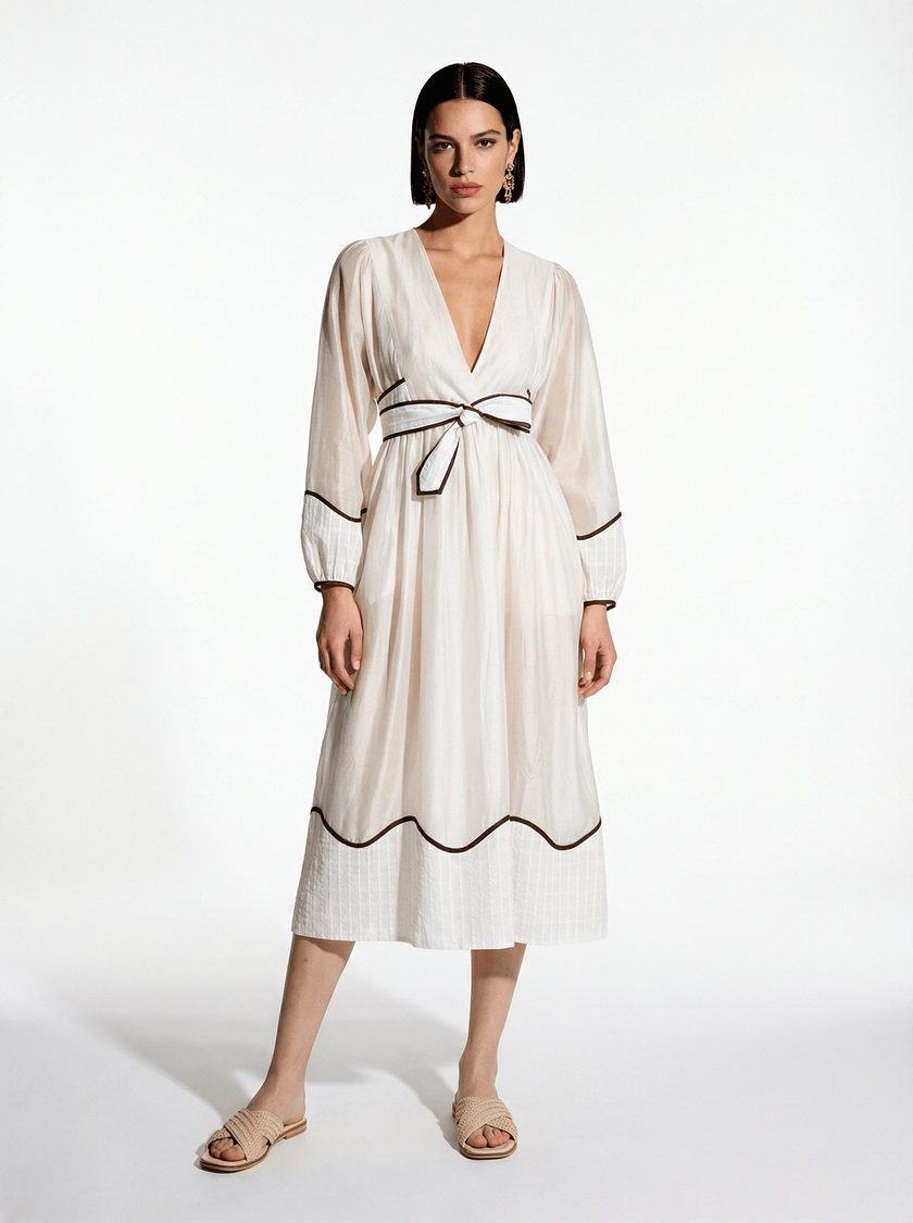 Classic Wrap Dress With Hem Detail