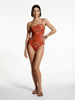 One Shoulder Shell Tile Bathing Suit