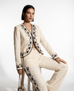 Cotton Blazer With Black Embroidery
