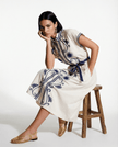 Valerie Dress With Navy Embroidery